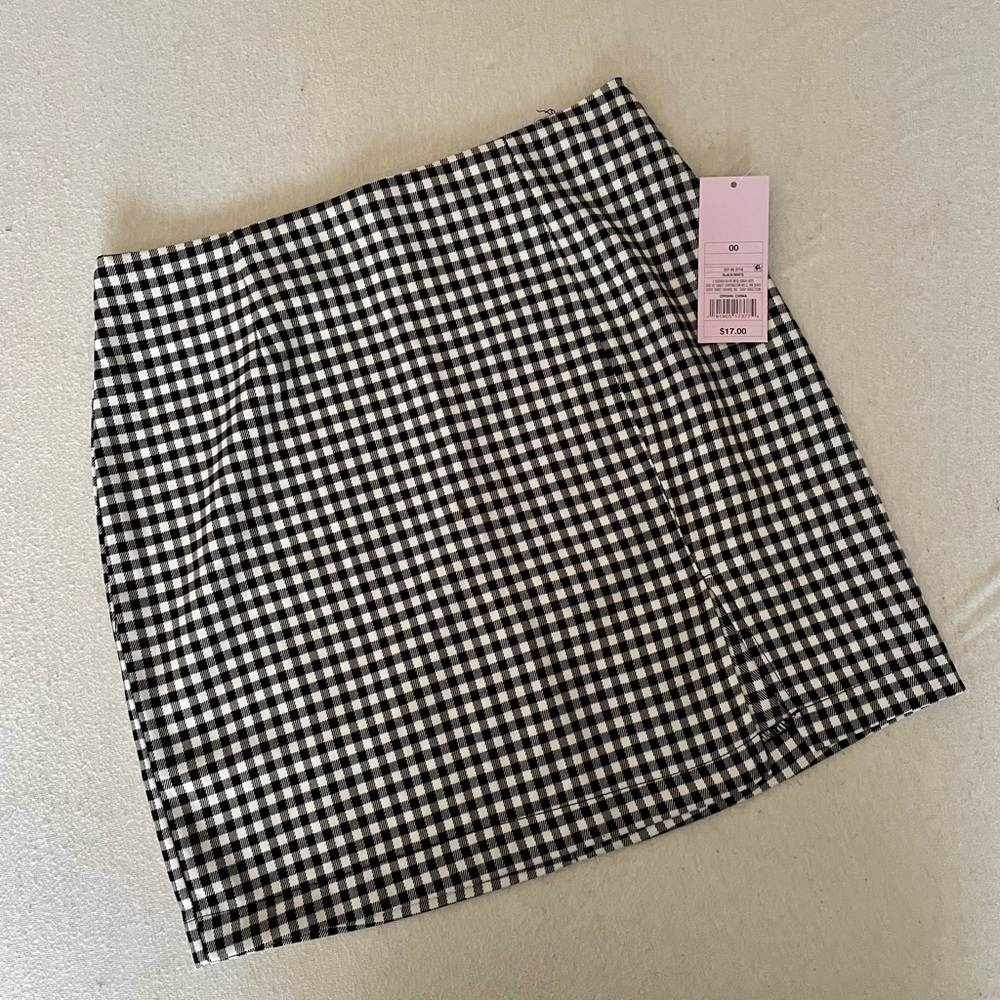 nwt black and white gingham mini skirt
